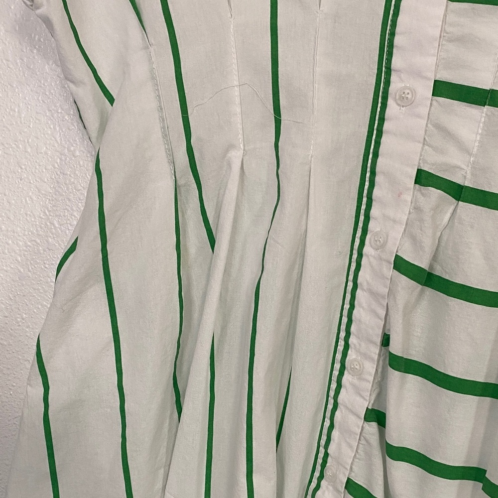 Elegant Green and White Striped Mini Dress - Picture 6 of 14